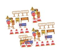 SUPVOX 45 Pièces Set de Panneaux Routiers Miniatures Plastique pour Garçon Fille Éducatif de Simulation de Circulation avec Barricades Cônes et Signalisation pour Apprentissage Sécurité