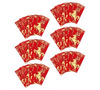 SUPVOX 48 Enveloppes Rouges du Nouvel An Chinois 2026 Année du Cheval Pochettes en Papier Imprimé Amulette pour Argenté Mariage et Anniversaire Lot 6 Modèles Mixés
