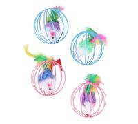 SUPVOX 4pièces Jouet Éveil pour Chaton Lot de Peluche Jouets Créatifs Forme Souris Et Rat avec Balle à Cacher Accessoires pour Animaux