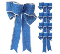 Supvox 5 pcs/lot brillant Tissu de Noël Nœud en ruban Cadeau Nœud ruban Décorations de sapin de Noël Décoration de cadeaux (Bleu)