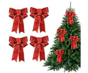 Supvox 5 pcs/lot gros noeud de Noël Paillettes glittering Fabricgold ruban pour cadeau Sapin de Noël cadeaux pour enfants (Rouge)