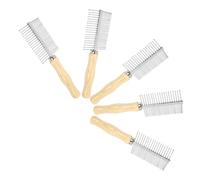 SUPVOX 5 Pièces Peigne de Toilettage pour Chien et Chat Acier Inoxydable Double Face Manche Ergonomique Démêlant et Outil Portable pour Poils Morts et Entretien des Petits Animaux