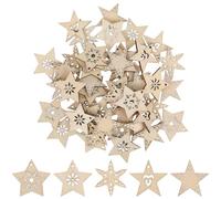 SUPVOX 50 PièCes éToiles en Bois pour Sapin De NoëL Pendentifs Artisanaux en Bois pour Bricolage Et DéCoration IntéRieure, Accessoires Suspendus DIY