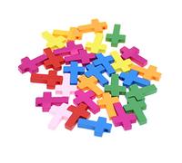SUPVOX 50pcs Pendentif Croix en Bois Breloque Pendentifs Bois Charmes Perles Croix Colorés pour Scrapbooking Artisanat Décoration DIY Fabrication de Bijoux