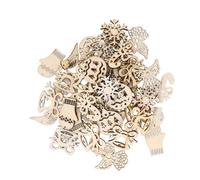 SUPVOX 50Pcs Pendentifs en Bois pour DéCoration De NoëL - Ornements Suspendus DIY pour Sapin, Mur Et Porte - Motifs VariéS en Bois LéGer