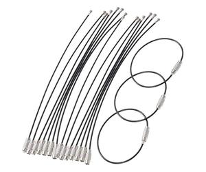 SUPVOX 50pcs Porte-clés à Boucle en Fil D’Acier Inoxydable 1,5 Mm Noir, Anneaux Sécurisés 15 Cm pour Porte-étiquette Bagages, Accessoires Porte-clé Multifonctionnels Voyage