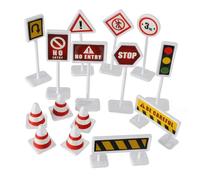 SUPVOX 6 Ensembles Kit de Modèles de Panneaux de Signalisation et Cônes Routiers Simulés Éducatif Léger pour Garçon Fille Apprentissage Sécurité Circulation et Jeu de Rôle