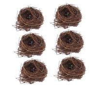 SUPVOX 6pièces Nids Oiseaux Artificiels Rotin Naturel Nids Décoratifs pour Jardin Fête De Pâques Ornements De Printemps Mousse