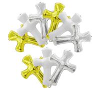 SUPVOX 9 Pièces Ballons Aluminium Forme de Croix pour Baptême Lot de Blanc Or Décorations Religieuses pour Fête Anniversaire et Événements Spéciaux