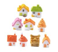 SUPVOX 9 Pièces Miniature Resin Thatched Cottage Houses for Fairy Gardens DIY Micro Landscape Decoration with Rustic Chimney Design