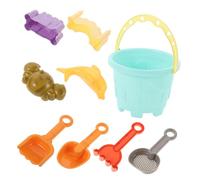 SUPVOX 9 pièces Set de Jouets de Plage pour Garçon Fille avec Seaux Pelles Râteaux et Moules à Sable Jeu Extérieur pour Filles et Garçons Jouets pour Construction de Châteaux de Sable et