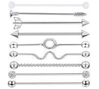 SUPVOX 9pièces Boucles Oreilles Barbell Industrielles Flèches Acier Inoxydable Unisexes Design Vis Décoratif Perçage Oreille Bijou Confortable