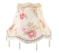 SUPVOX Abat-jour en Tissu Jacquard Floral Perles Décoratives, Diamètre 25 Cm, Couvre-lampe pour Lampe de Table, Diffuseur Lumineux Élégant pour Salon et Chambre