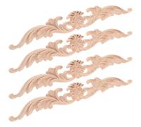 SUPVOX Appliques en Bois Sculpté Vintage 4 Pièces 20x2,5x0,8 Cm, Décorations Murales et Frontons pour Porte, Meubles et Armoires, Finition Polie sans Bavures, Matériel de Bricolage