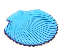 SUPVOX Assiette à Dessert en Verre Transparent de Coquillage Bleu Océan Touches Dorées, Plateau de Présentation Alimentaire Multifonction pour Fruits Secs, Collations et Apéritifs,