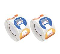 SUPVOX Autocollants de Scellement Chats Cartoon en Papier, Faciles à Retirer et Déchirer, 2 Rouleaux de 500 Stickers pour Décorer Carnets et Emballages Présents