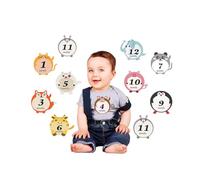 SUPVOX Autocollants Mensuels Bébé Animaux Dessin Animé 12 Pièces Adhésifs Non Toxiques pour Photos Souvenirs Décorations Anniversaires et Showers Accessoires Pratiques pour Nourrisson