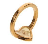 SUPVOX Bague de Cœur en Acier Inoxydable Plaqué Or 18k, Ornée de Fleurs Séchées Pressées, Bague Bijou Floral Unique pour Femmes, Accessoire de Mode Élégant et Confortable