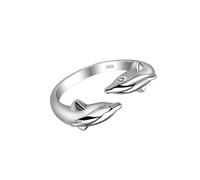 SUPVOX Bague Ouverte Ajustable en Argenté Design Deux Cétacés Bijou de Doigt pour Fête et Décoration Accessoire Original pour Halloween et Occasions Spéciales