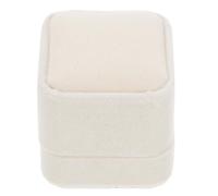 SUPVOX Boîte à Bagues en Velours Carrée Petite Étui à Bijoux Anti-Peluches Beige Organisateur de Bagues et Boucles D’Oreilles Étui de Voyage Compact pour Fiançailles et Mariage