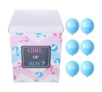 SUPVOX Boîte à Ballon de Révélation de Genre 1 Boîte Point D’interrogation 6 Ballons Bleus Kit Déco Shower Garçon Décoration Festive pour Révélation du Bébé