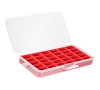 SUPVOX Boîte à Canettes de Couture Portable 30 Compartiments en Plastique Transparent Mousse Rouge Organisateur Multifonction pour Accessoires de Couture Étui à Bobines pour Rangement