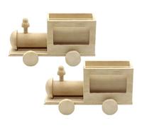 SUPVOX Boîte à Crayons de Train en Bois Brut 2pcs pour Décoration de Bureau et Bricolage DIY pour Garçon et Filles Couleur Kaki