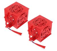 SUPVOX Boîte à Dragées à Pompons en Bois Style Chinois Rouge, Coffret de Mariage Créatif 2pcs, Sûr et Unique pour Shower Nuptial ou Fête à Thème