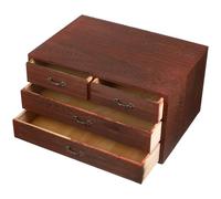 SUPVOX Boîte de Rangement en Bois Multicouche 3 Tiroirs, Étui de Rangement Cosmétique Vintage, Grosse Capacité pour Bureau et Maison, Conteneur Polyvalent pour Articles Divers, Design