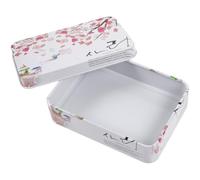 SUPVOX Boîte de Rangement en Fer-blanc Rectangulaire Petite Taille Motif Fleurs de Cerisier, Boîte Métallique Compacte pour Bijoux, Boucles D’oreilles et Rangement Décoratif pour Bureau