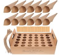 SUPVOX Boîte Porte-confettis Mariage 30 Cônes en Papier Kraft Naturel pour Pétales et Confettis, Plateau Support de Cônes Décoratif, Accessoires Fête Cérémonie Élégante