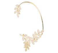 SUPVOX Boucle D’Oreille Grimpante en Métal Doré Forme Feuille avec Micro-Incrustations Brillantes Légère et Confortable Cache-Oreille pour Femme Bijou Décoratif Usage Quotidien et