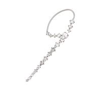 SUPVOX Boucle d'Oreille Manchette à Clip Os sans Perçage pour Femme Ornée de Cristaux Scintillants Finition Argentée Clip Confort pour Oreille Droite Accessoire Élégant pour