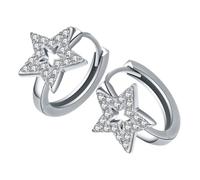 SUPVOX Boucles d’oreilles créoles étoiles ajourées en argenté blanc hypoallergéniques pour adolescentes petites boucles d’oreilles en forme d’étoile à cinq branches bijoux légers