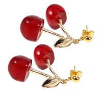 SUPVOX Boucles D’Oreilles Pendantes Cerises Rouges Transparentes Bijoux Créatifs pour Femmes et Filles Accessoires D’Été Légers et Colorés Paire pour Fêtes et Usage Quotidien