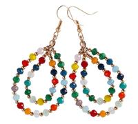 SUPVOX Boucles d’oreilles pendantes double cercle en cristal multicolore, légères et décoratives pour femmes, bijoux fantaisie tendance, accessoire élégant pour toutes occasions