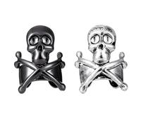 SUPVOX Boucles D'oreilles Clips Gothiques en Cuivre Noir, Design Non Percé, Style Punk Crâne, 2 Pièces, pour Hommes et Femmes, Accessoire et Original