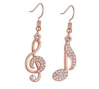 SUPVOX Boucles D'oreilles Créatives Note de Musique Pendantes avec Cristaux Or Rose pour Femmes Usage Quotidien Élégantes et Légères Présent Raffinées