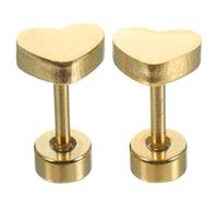 SUPVOX Boucles D'oreilles de Cœur à Vis 2pcs, Acier Inoxydable Doré, Légères et Confortables, pour Femmes et Adolescentes, Usage Quotidien et Occasions Spéciales