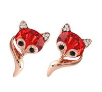 SUPVOX Boucles D'oreilles Goujons Motif Renard Rouge en Cristaux, Bijoux Fantaisie en Alliage de Rose Doré, Femmes et Filles, Présent Anniversaire et Mariage, Légères et Élégantes