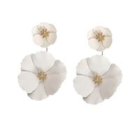 SUPVOX Boucles d'Oreilles Pendantes Décoratives de Fleur Double Couche Finition Peinture Blanche Légères et Confortables Bijoux pour Femme au Quotidien