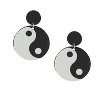 SUPVOX Boucles D'oreilles Pendantes Tai Chi Yin Yang, Grand Pendentif en Alliage, Boucles D'oreilles Exagérées pour Femmes, Accessoire Mode Cérémonie et Quotidien, Style Original Taille