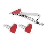 SUPVOX Boutons de Manchette et Pince à Cravate en Alliage Rouge de Cœur Accessoires Élégants pour Chemise Habillée Mariage Cérémonie et Saint-Valentin 1 Paire Maintien Antidérapant