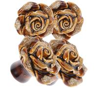 SUPVOX Boutons de Tiroir 4 Pièces Vintage en Alliage de Zinc et Céramique Forme Fleur Délicate, Faciles à Installer pour Restauration et Nouveaux Projets de Meubles