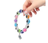 SUPVOX Bracelet Amulette Fatima Main de Fatima Vintage Perles Colorées, Bracelet Élégant pour Femme Anti-ondes, Bijou Créatif de Protection au Design Rétro, Présent Fête des Mères