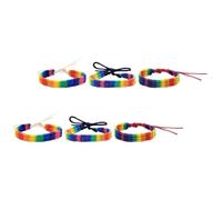 SUPVOX Bracelet Arc-en-ciel Tissé en Coton Ajustable, Confortable à Porter, Pack de 6 Pièces Unisexe pour Activités de Groupe et Défilés