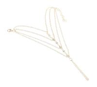 SUPVOX Bracelet Chaîne de Doigt à Plusieurs Couches Perles Blanches et Pompon Doré Bijou Léger et Confortable pour Femme Accessoire Mode pour Carnaval Concerts et Cosplay