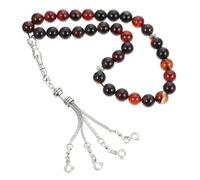 SUPVOX Bracelet Chapelet en Agate Naturelle 33 Perles Noir en Alliage, Design Spécial et Magnifique, pour Mariage Islamique ou Présent de Prière