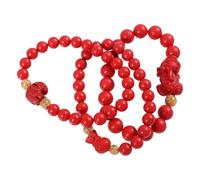 SUPVOX Bracelet de Perles de Bouddha Ethnique 3 Pièces en Pierre Naturelle Rouge Unisexe Bijou de Protection pour Chance Amulette et Style Spirituel