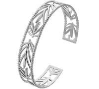 SUPVOX Bracelet Jonc Ouvert en Acier Inoxydable Couleur Acier Design Feuilles Ajourées Réglable Bijou de Poignet Femme Accessoire Mode pour Toutes Occasions